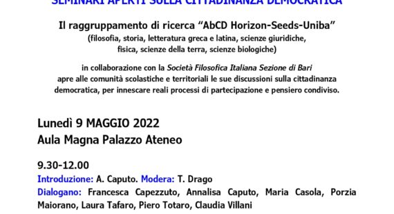 Cittadinanza democratica – Humanities & Sciences a(l) fronte della contemporaneità. SEMINARI APERTI SULLA CITTADINANZA DEMOCRATICA