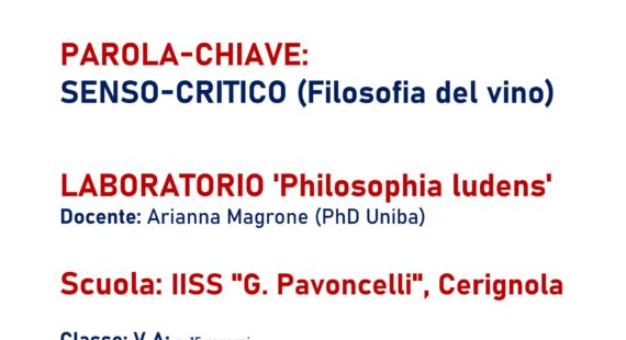 Laboratorio “Philosophia ludens” – Senso-critico (Filosofia del vino)
